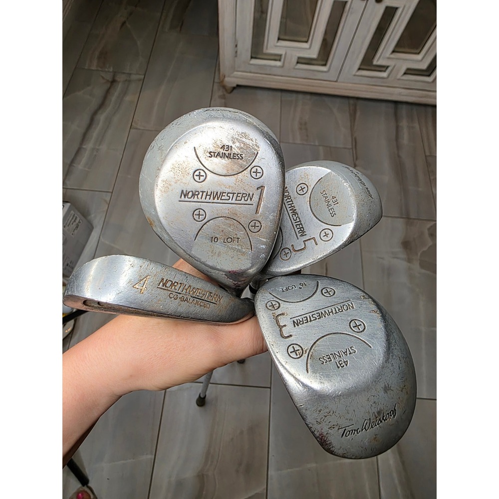 Northwestern Golf Club Set 1 3 5 Woods Tom Weiskopf 4 Iron Ultimate Stainless - Picture 3 of 16